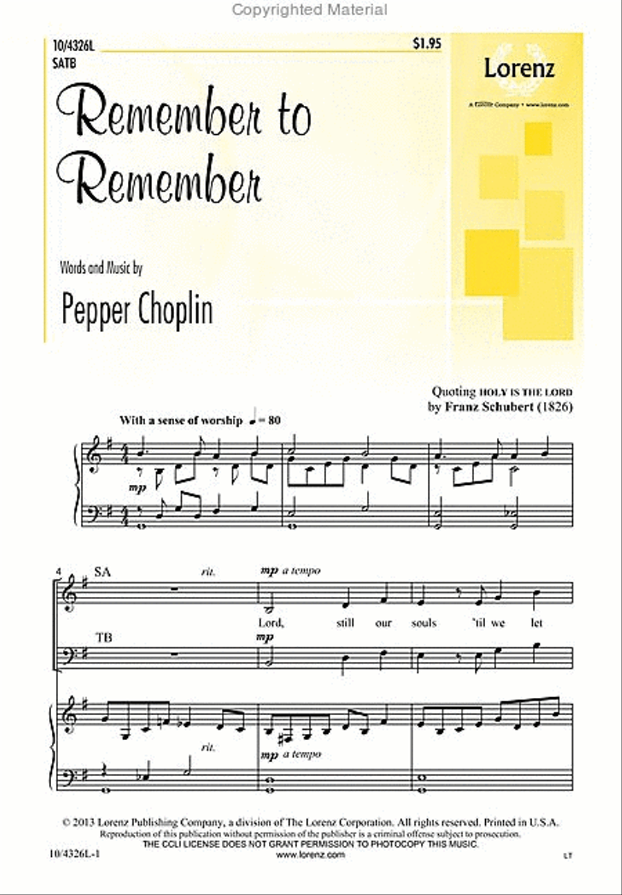 Remember to Remember 4-Part scores gallery preview page 2