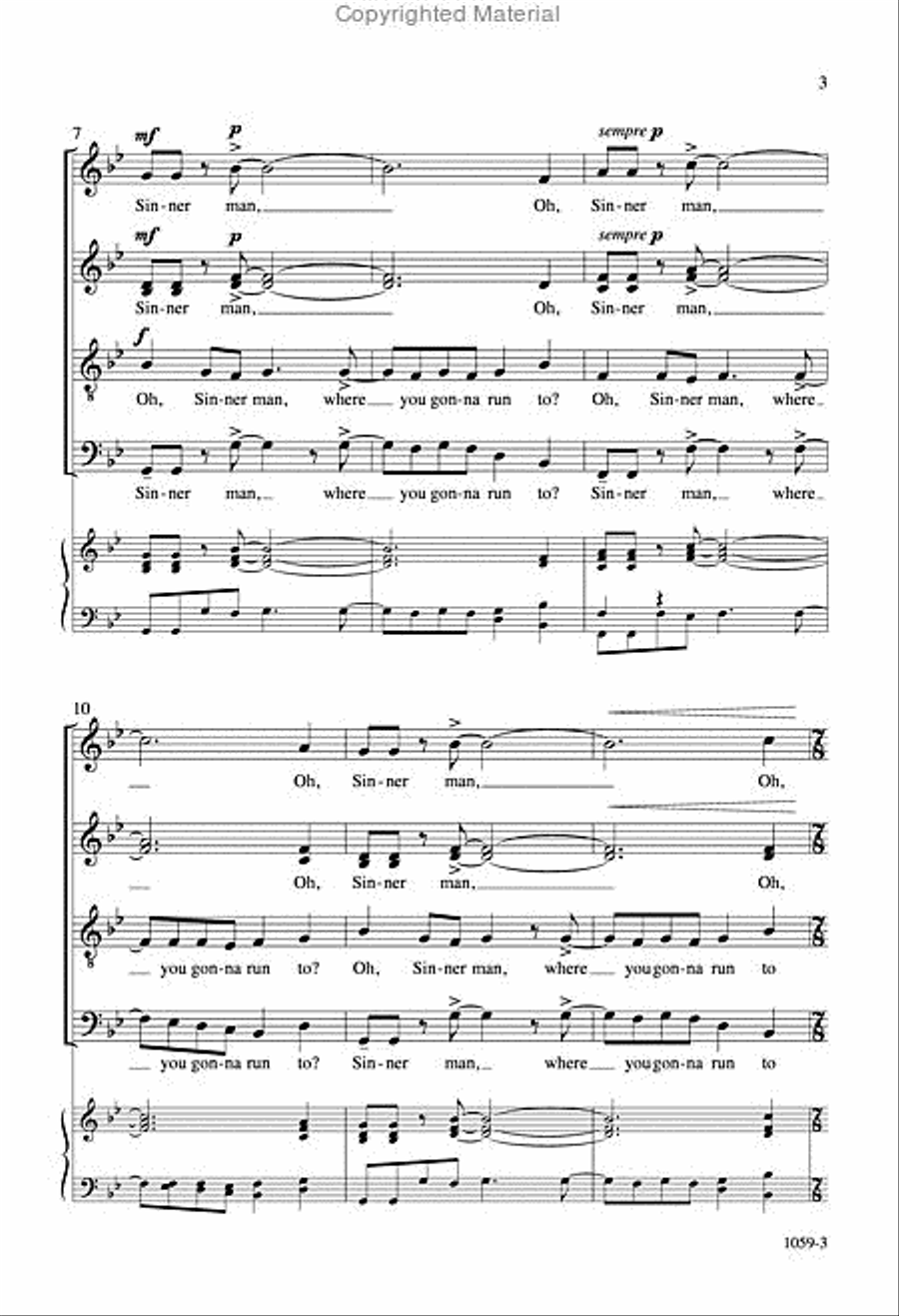 Sinner Man - SATB divisi Octavo Divisi scores gallery preview page 3