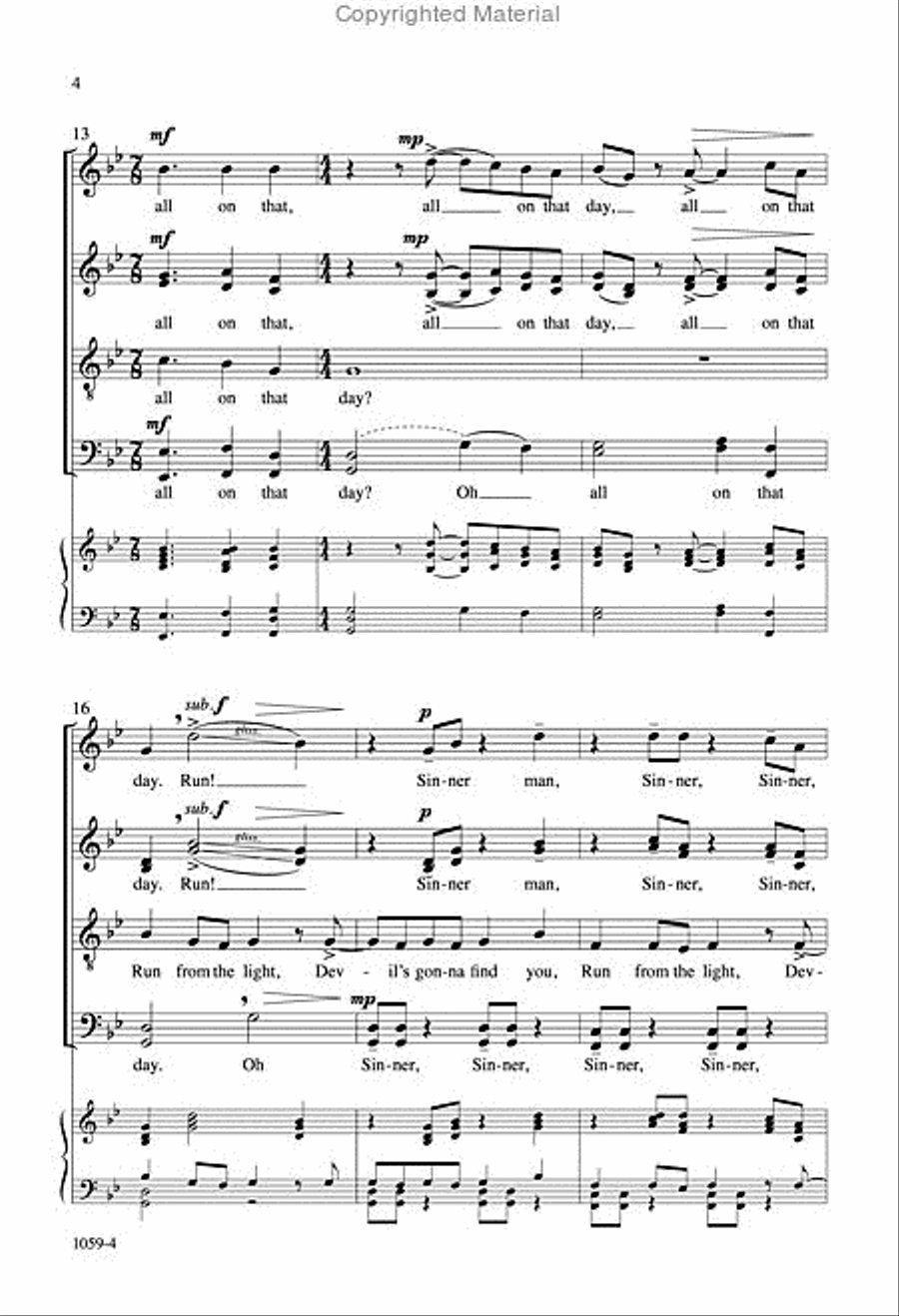 Sinner Man - SATB divisi Octavo Divisi scores gallery preview page 4