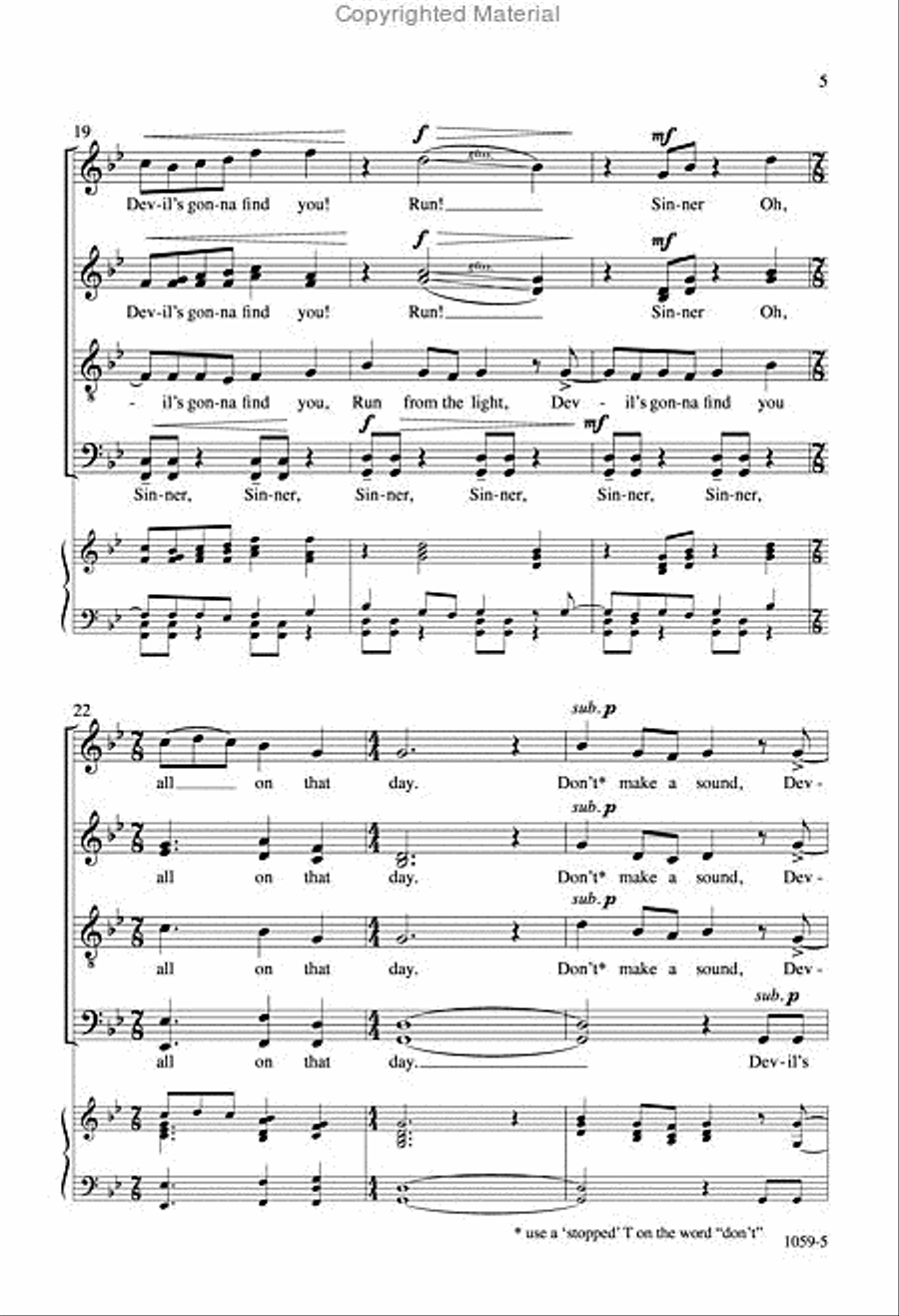 Sinner Man - SATB divisi Octavo Divisi scores gallery preview page 5