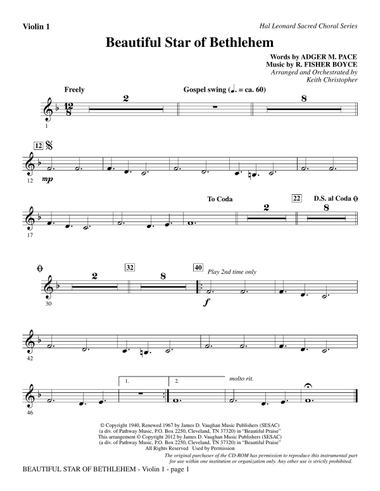 Beautiful Star Of Bethlehem - Violin 1