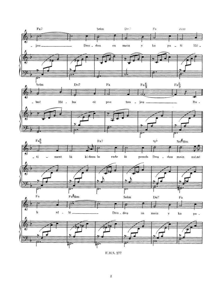 Adieu Foulard Adieu Madras Piano, Vocal, Guitar scores gallery preview page 2
