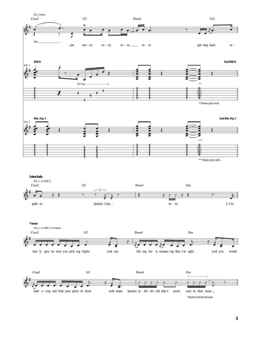 We Are Never Ever Getting Back Together Acoustic Guitar scores gallery preview page 3