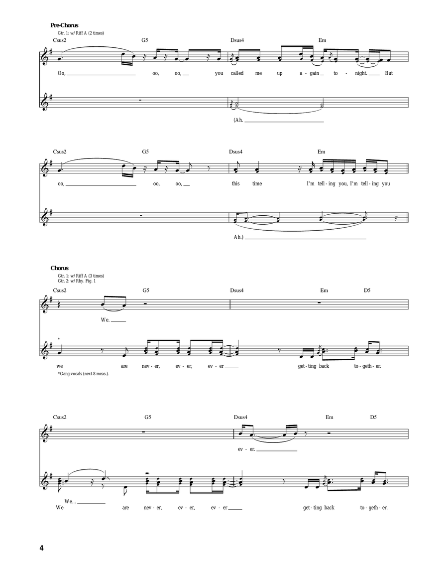 We Are Never Ever Getting Back Together Acoustic Guitar scores gallery preview page 4
