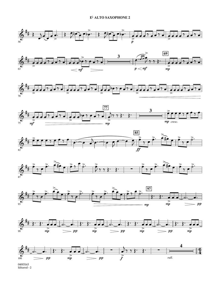 Iditarod - Eb Alto Saxophone 2 Concert Band scores gallery preview page 2