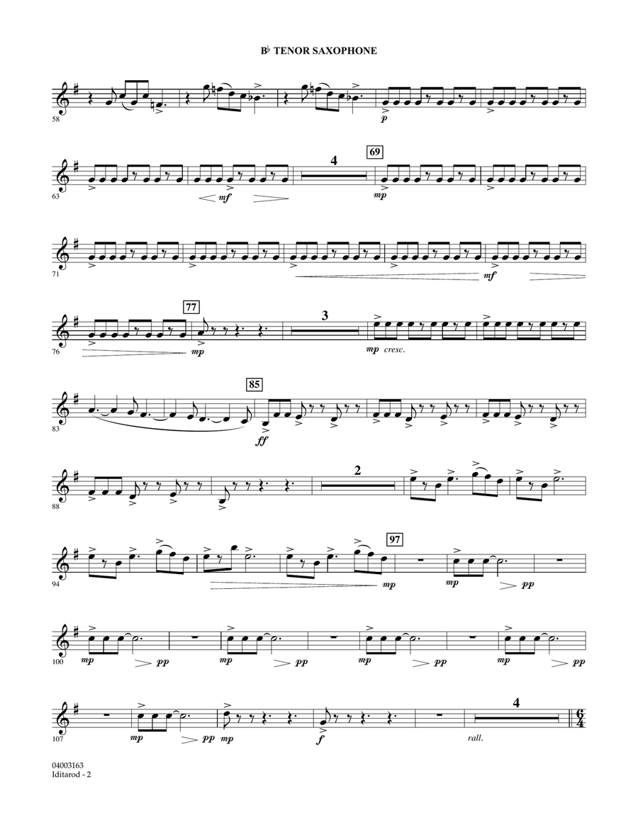 Iditarod - Bb Tenor Saxophone Concert Band scores gallery preview page 2