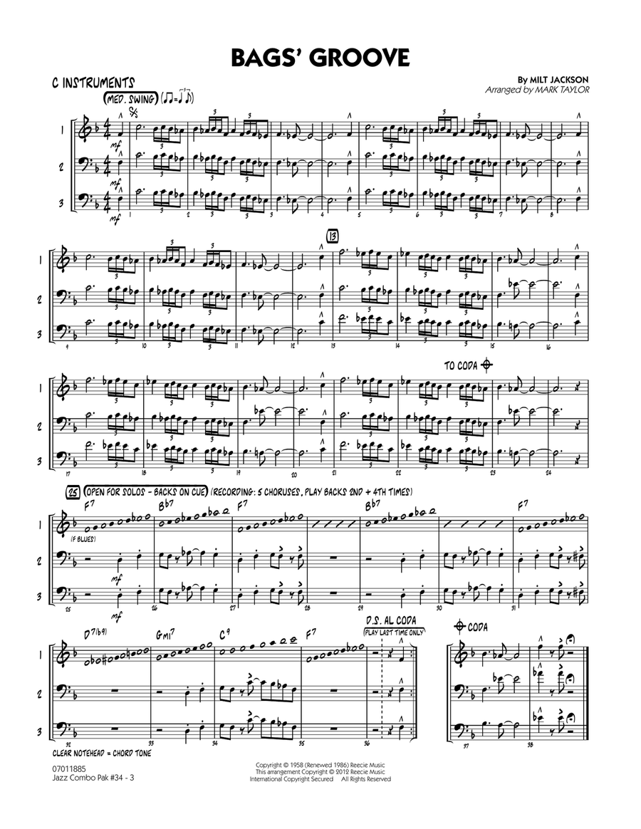 Jazz Combo Pak #34 (Modern Jazz Quartet) - C Instruments Jazz Ensemble scores gallery preview page 3