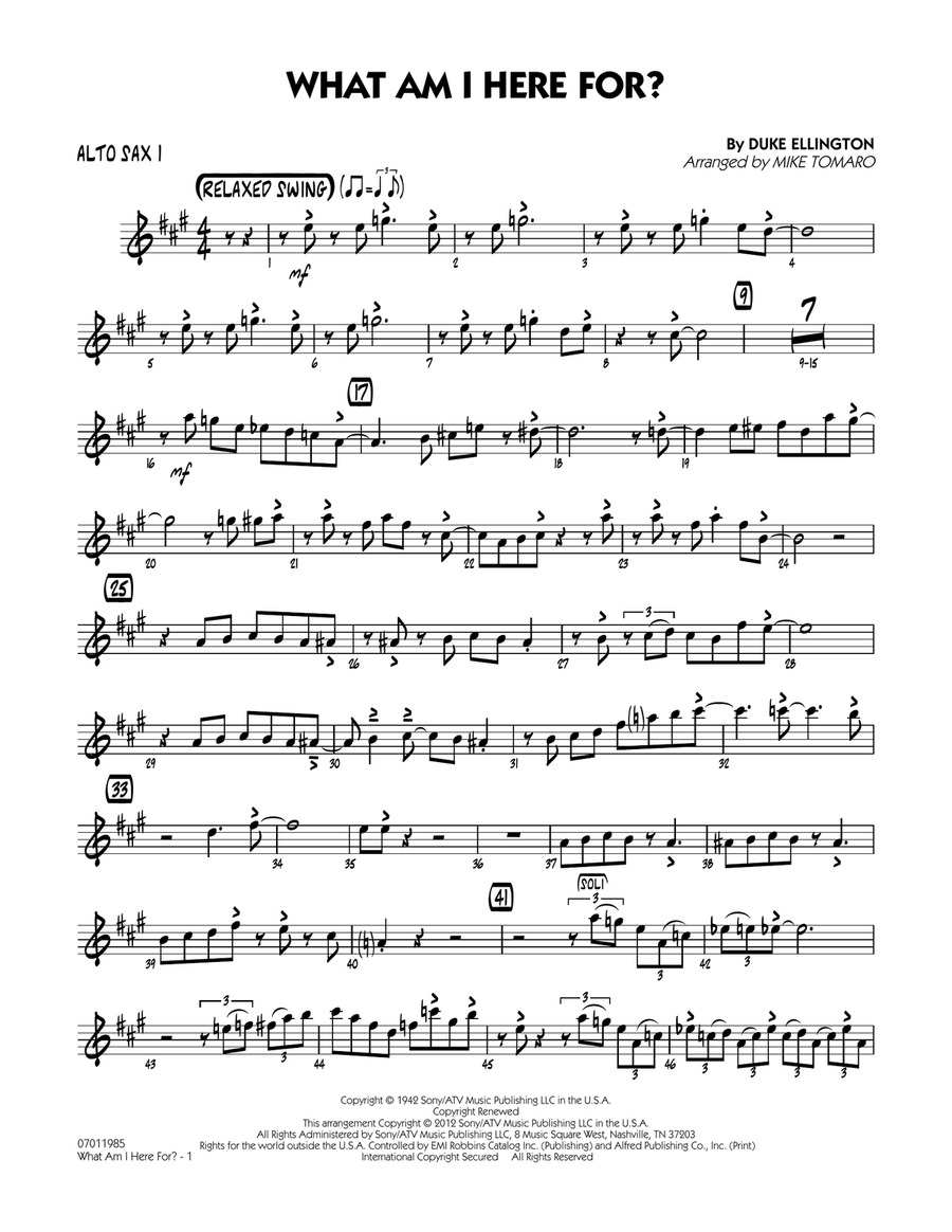 What Am I Here For? - Alto Sax 1 Jazz Ensemble scores gallery preview page 1