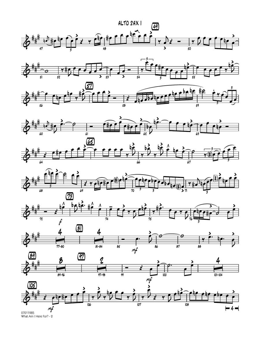 What Am I Here For? - Alto Sax 1 Jazz Ensemble scores gallery preview page 2