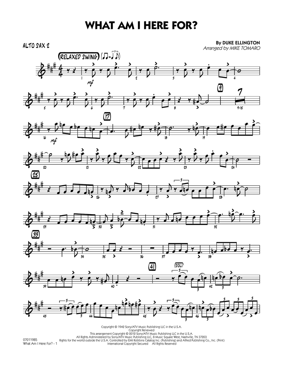 What Am I Here For? - Alto Sax 2 Jazz Ensemble scores gallery preview page 1