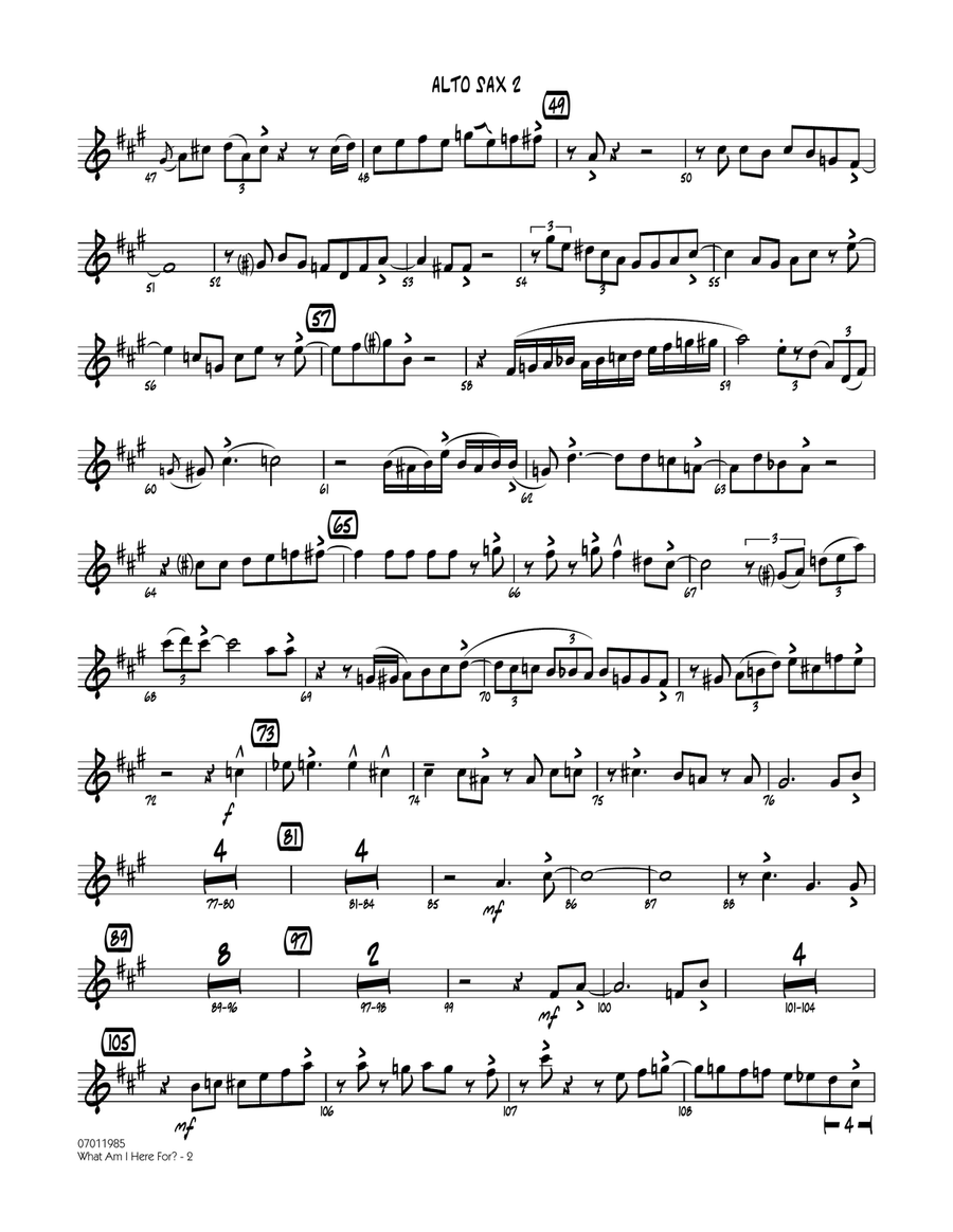 What Am I Here For? - Alto Sax 2 Jazz Ensemble scores gallery preview page 2