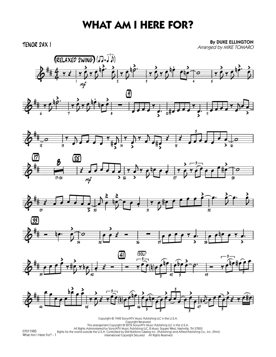 What Am I Here For? - Tenor Sax 1 Jazz Ensemble scores gallery preview page 1