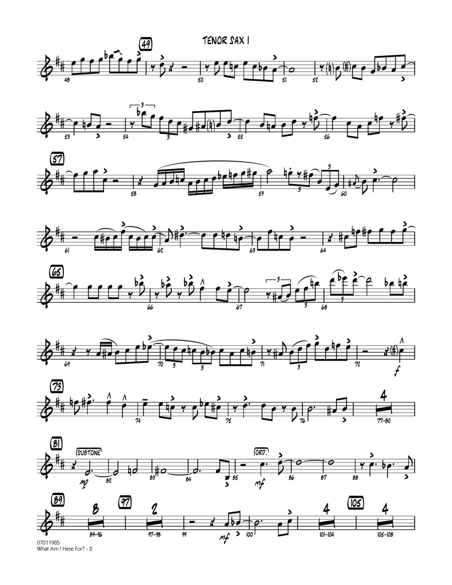 What Am I Here For? - Tenor Sax 1 Jazz Ensemble scores gallery preview page 2