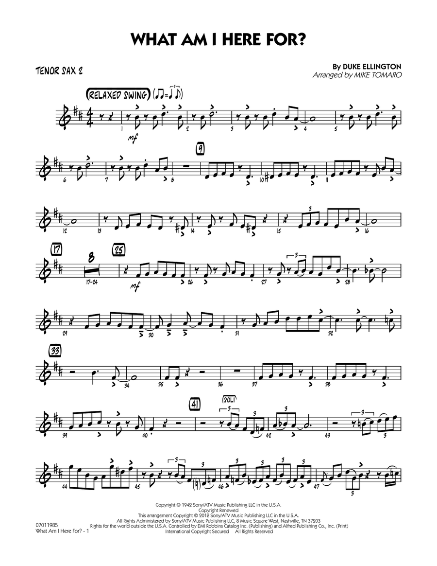 What Am I Here For? - Tenor Sax 2 Jazz Ensemble scores gallery preview page 1