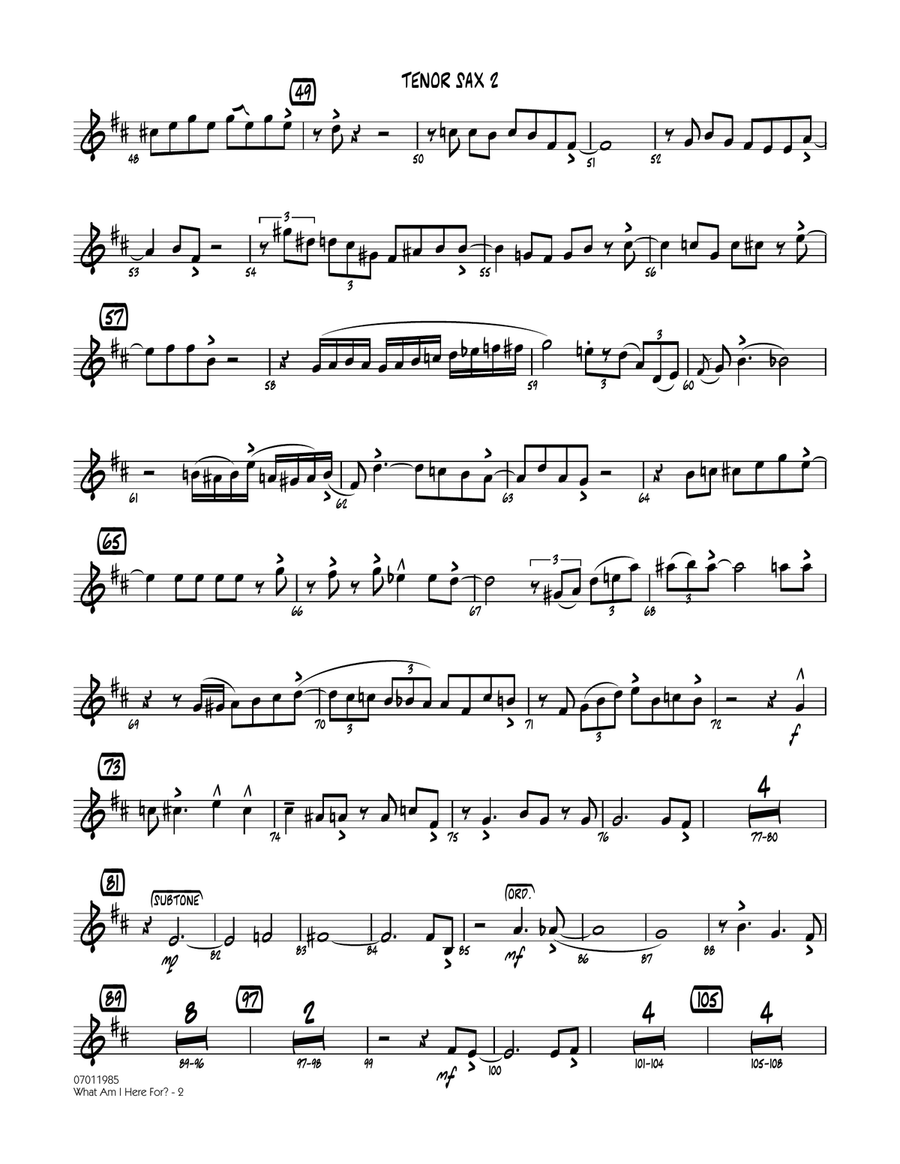 What Am I Here For? - Tenor Sax 2 Jazz Ensemble scores gallery preview page 2