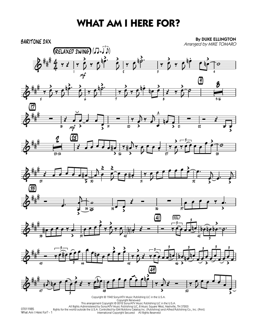 What Am I Here For? - Baritone Sax Jazz Ensemble scores gallery preview page 1