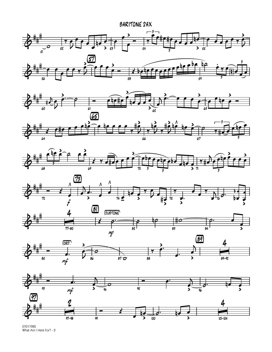 What Am I Here For? - Baritone Sax Jazz Ensemble scores gallery preview page 2
