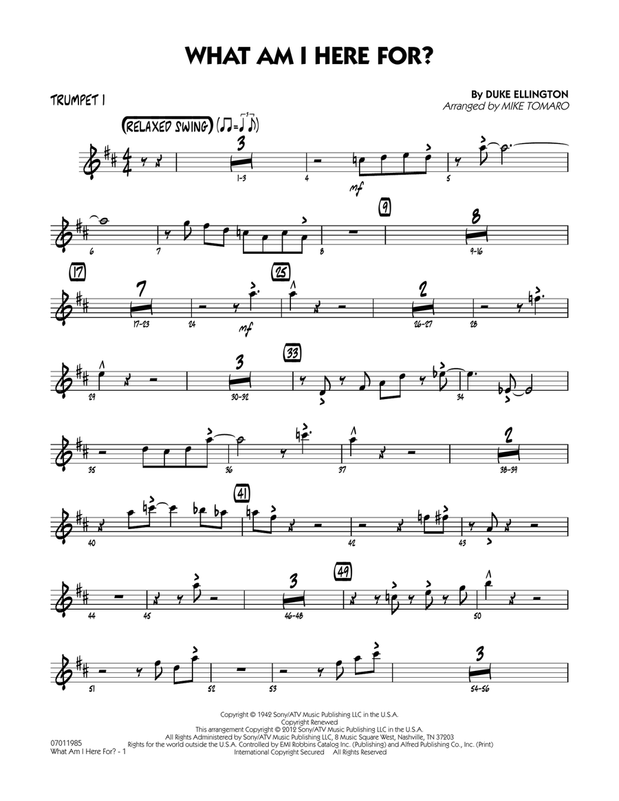 What Am I Here For? - Trumpet 1 Jazz Ensemble scores gallery preview page 1