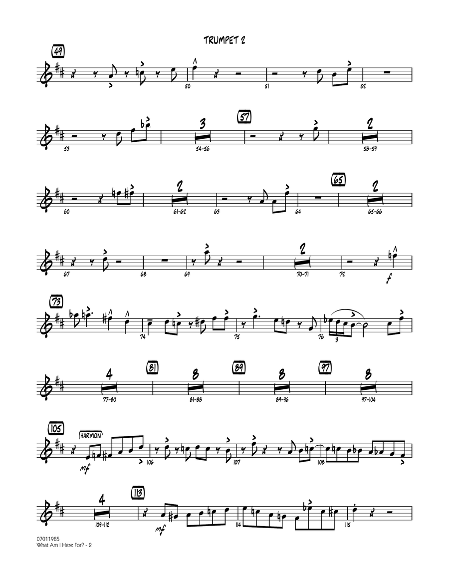 What Am I Here For? - Trumpet 2 Jazz Ensemble scores gallery preview page 2