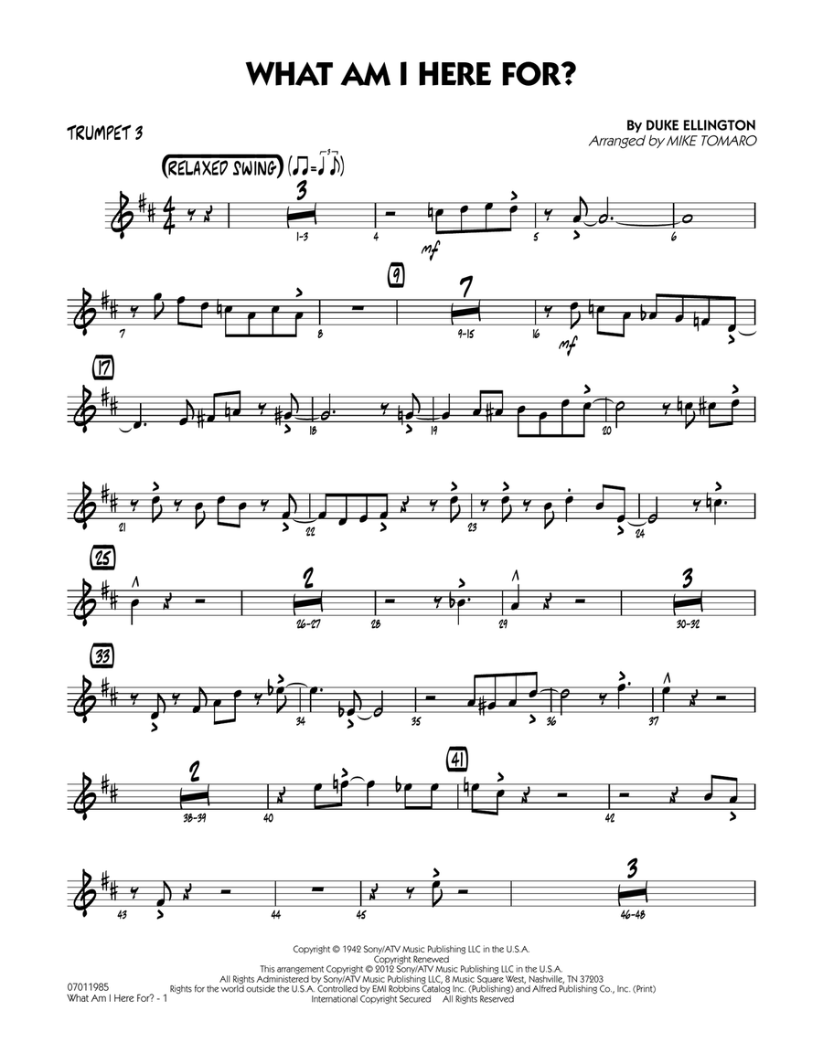 What Am I Here For? - Trumpet 3 Jazz Ensemble scores gallery preview page 1