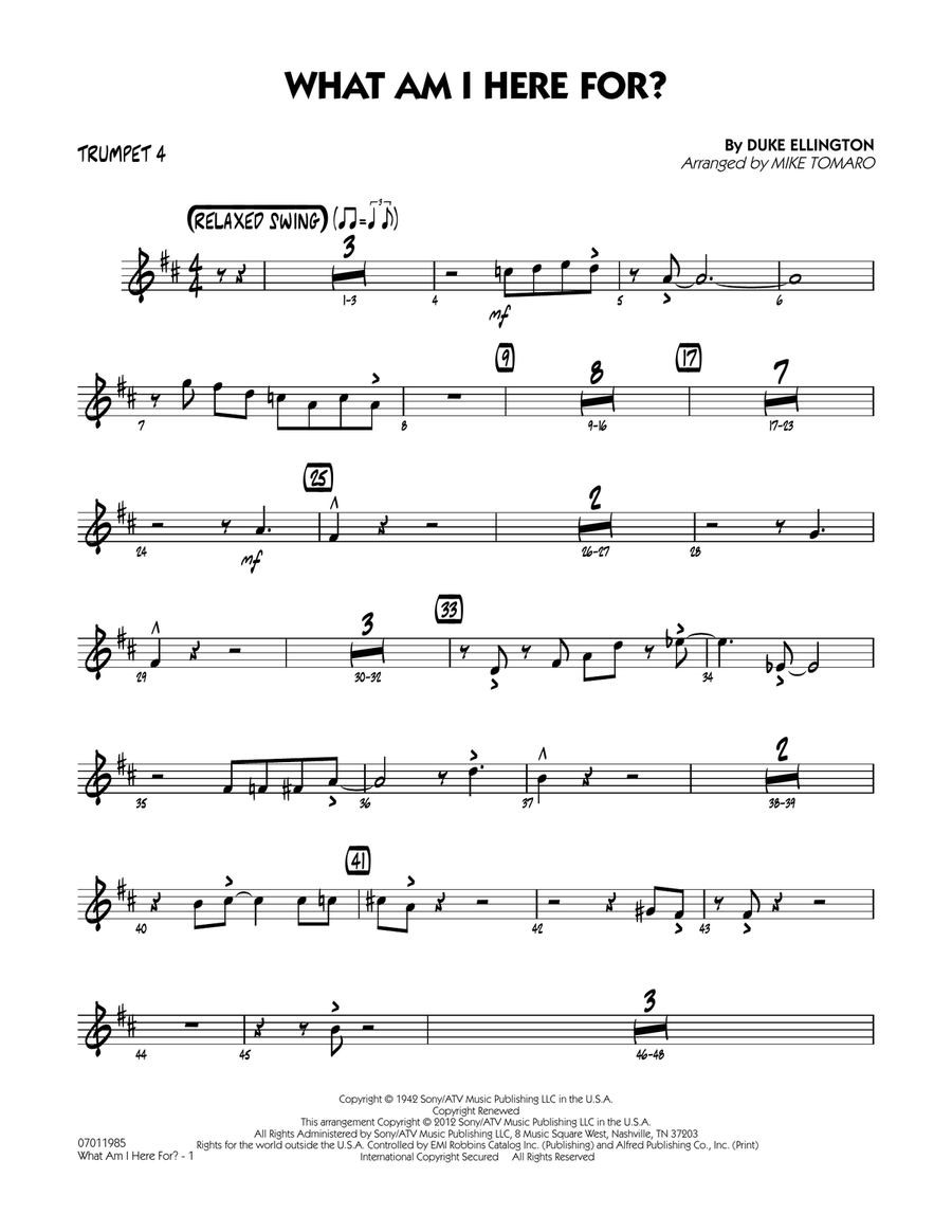 What Am I Here For? - Trumpet 4 Jazz Ensemble scores gallery preview page 1