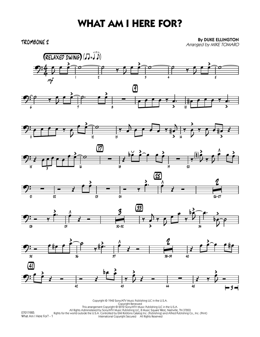 What Am I Here For? - Trombone 2 Jazz Ensemble scores gallery preview page 1