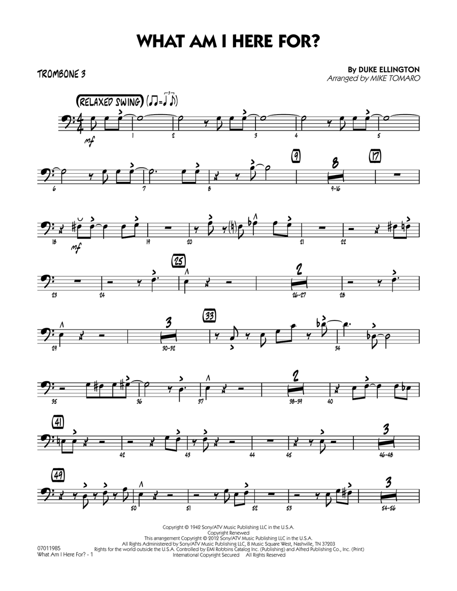 What Am I Here For? - Trombone 3 Jazz Ensemble scores gallery preview page 1