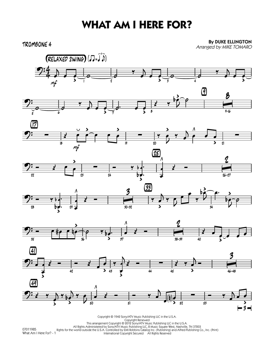 What Am I Here For? - Trombone 4 Jazz Ensemble scores gallery preview page 1
