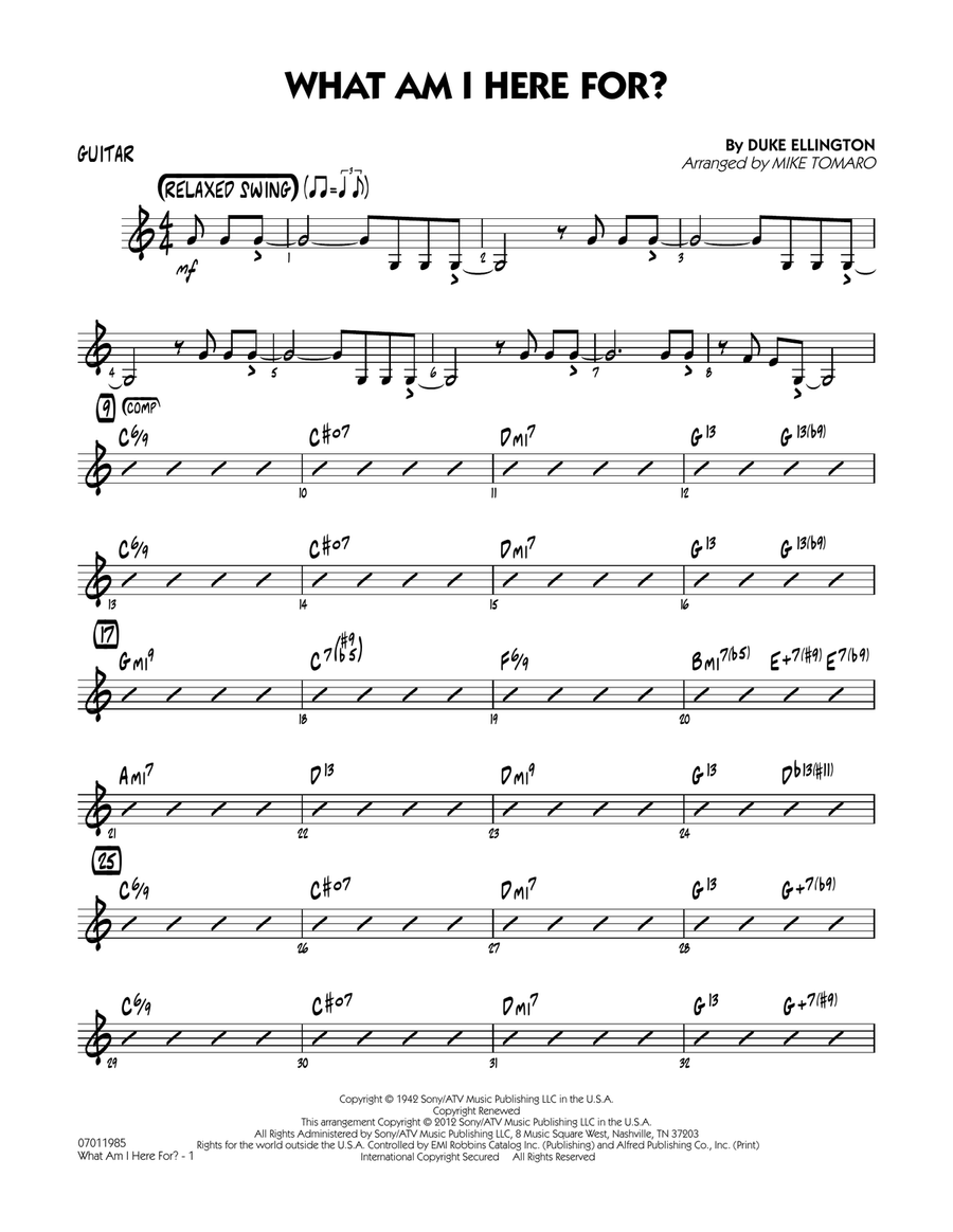 What Am I Here For? - Guitar Jazz Ensemble scores gallery preview page 1