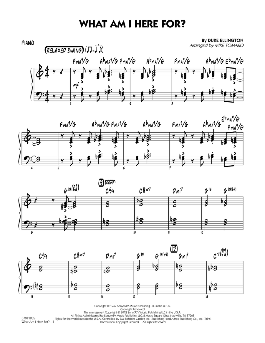 What Am I Here For? - Piano Jazz Ensemble scores gallery preview page 1