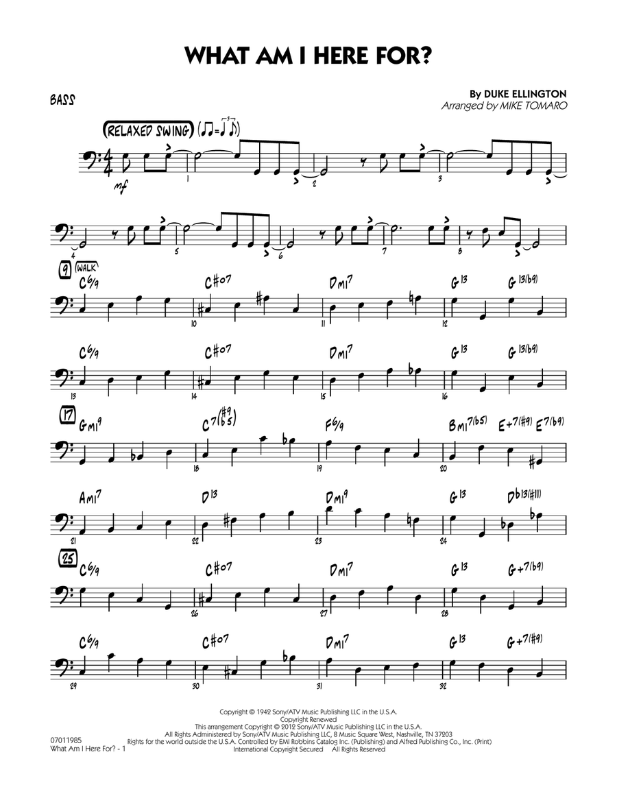 What Am I Here For? - Bass Jazz Ensemble scores gallery preview page 1