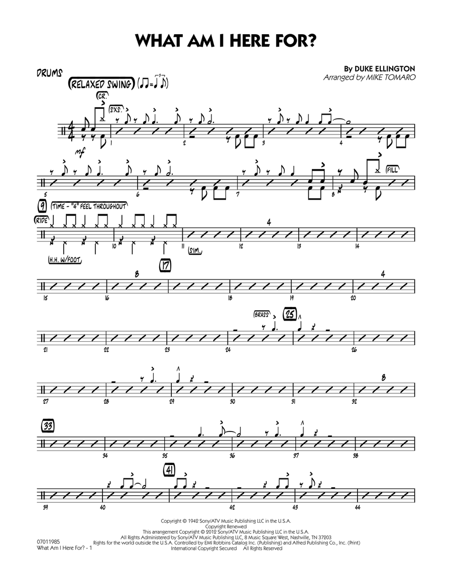 What Am I Here For? - Drums Jazz Ensemble scores gallery preview page 1
