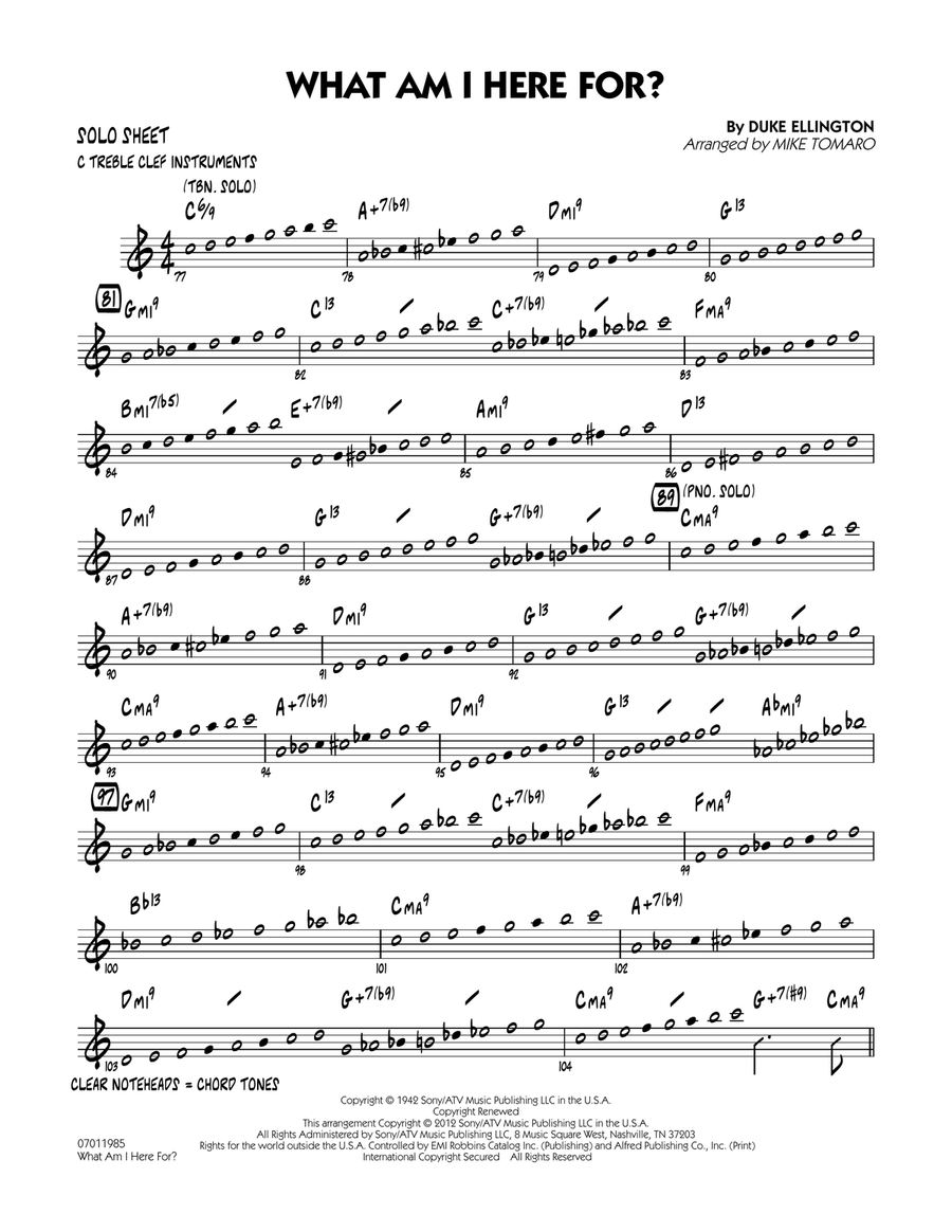 What Am I Here For? - C Solo Sheet Jazz Ensemble scores gallery preview page 1