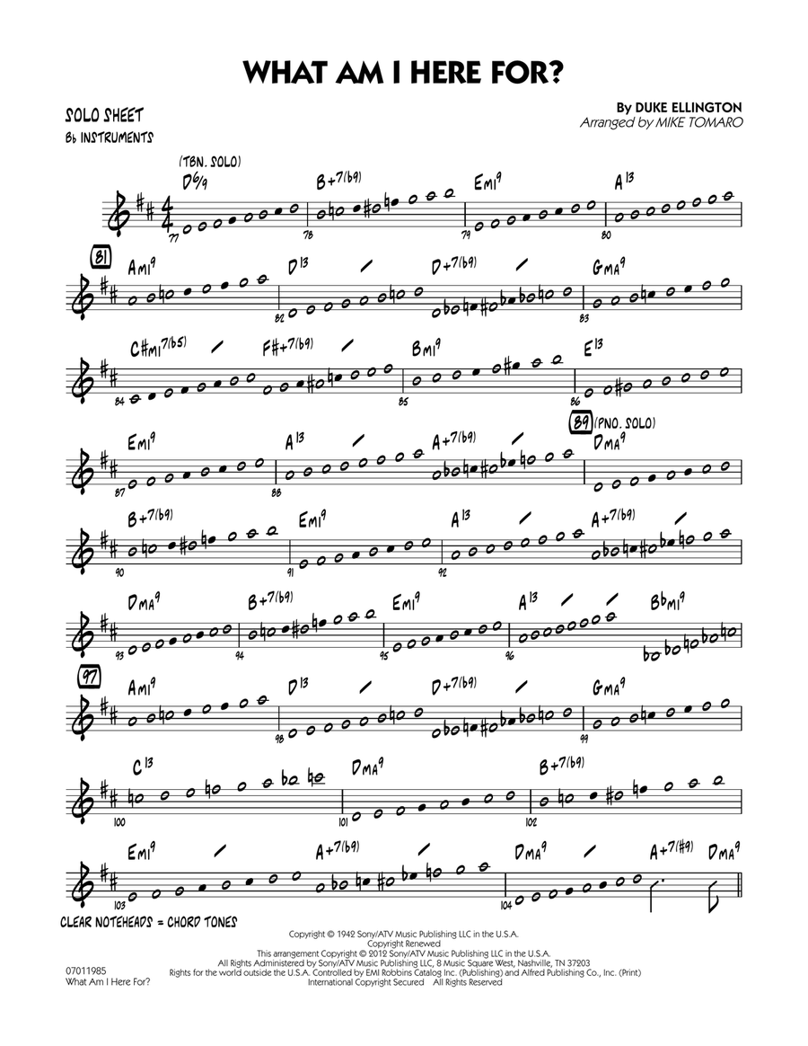 What Am I Here For? - Bb Solo Sheet Jazz Ensemble scores gallery preview page 1