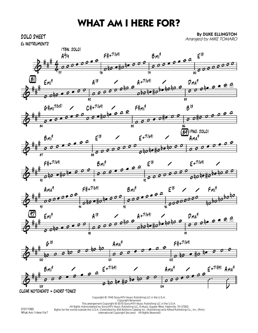What Am I Here For? - Eb Solo Sheet Jazz Ensemble scores gallery preview page 1