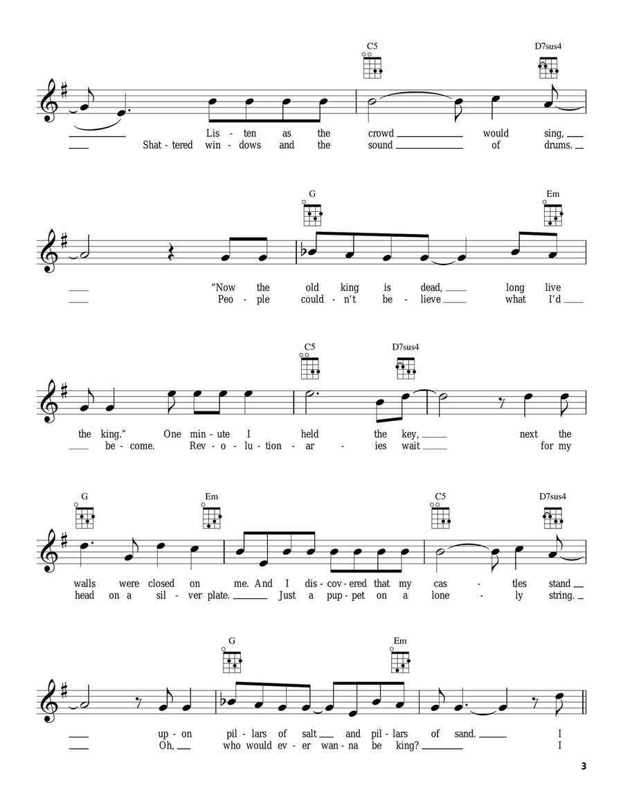 Viva La Vida Viva La Vida Ukulele scores gallery preview page 3