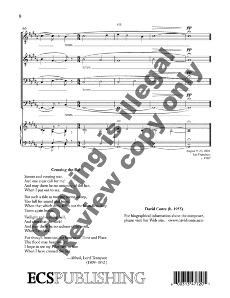 Crossing the Bar Crossing the Bar TTBB scores gallery preview page 6