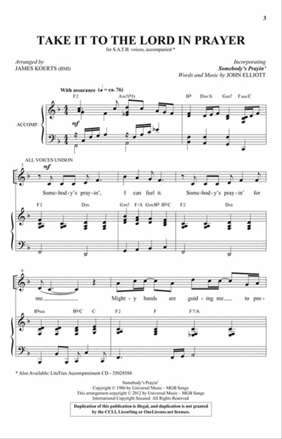 Take It To The Lord In Prayer 4-Part scores gallery preview page 2