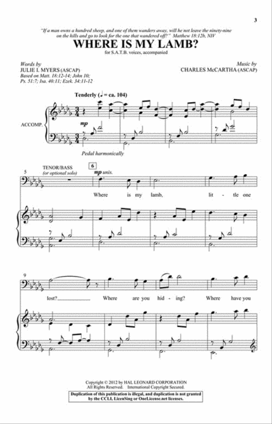 Where Is My Lamb? Where Is My Lamb? 4-Part scores gallery preview page 2