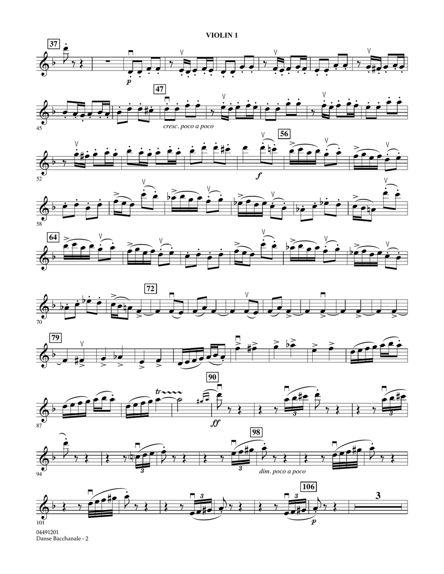 Danse Bacchanale (from Samson And Delila) - Violin 1 Orchestra scores gallery preview page 2