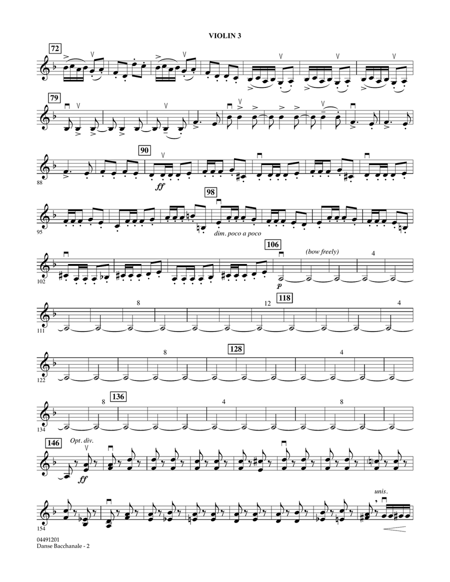 Danse Bacchanale (from Samson And Delila) - Violin 3 (Viola Treble Clef) Orchestra scores gallery preview page 2