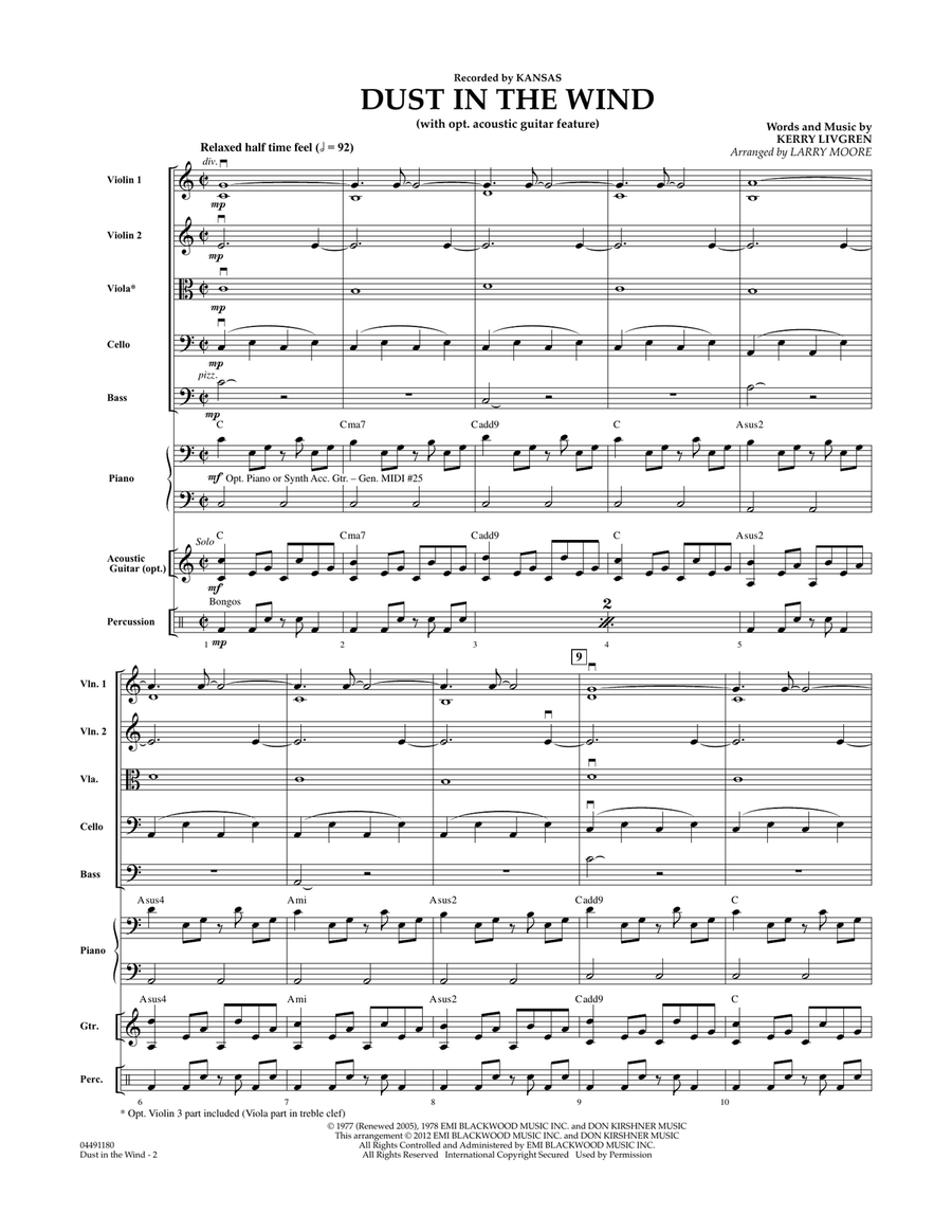 Dust In The Wind - Conductor Score (Full Score) Orchestra scores gallery preview page 2