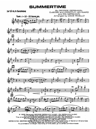 Summertime: E-flat Alto Saxophone