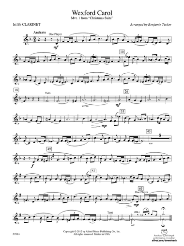 Wexford Carol: 1st B-flat Clarinet