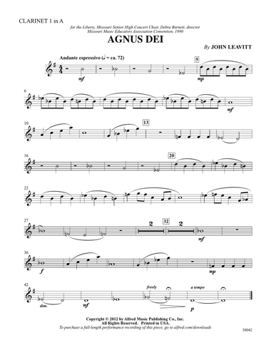 Agnus Dei: Clarinet 1 in A