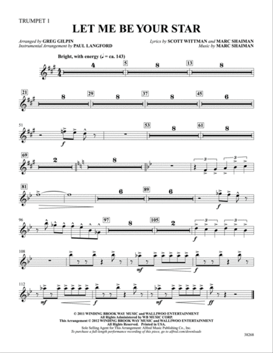 Let Me Be Your Star: 1st B-flat Trumpet Part scores gallery preview page 1