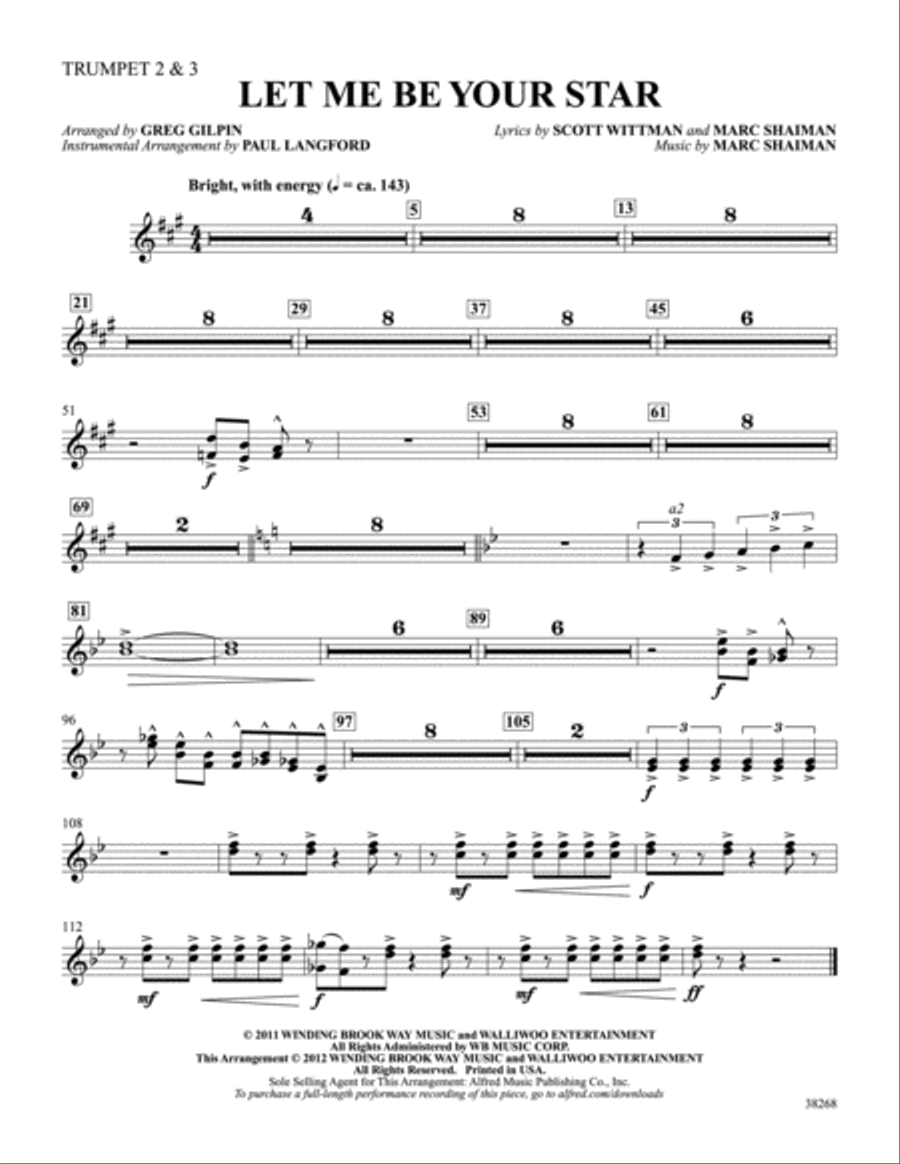Let Me Be Your Star: 2nd & 3rd Trumpet Part scores gallery preview page 1
