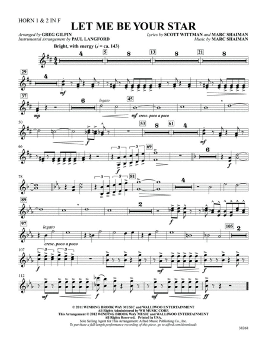 Let Me Be Your Star: 1st & 2nd F Horns Part scores gallery preview page 1