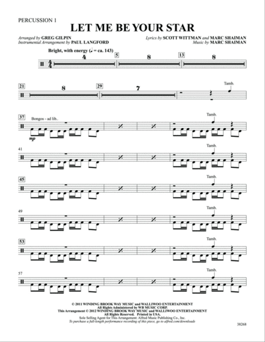 Let Me Be Your Star: 1st Percussion Part scores gallery preview page 1