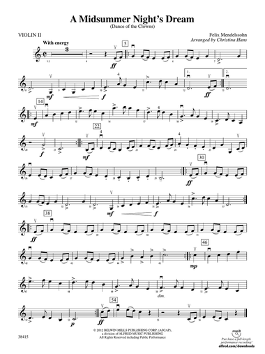 A Midsummer Night's Dream (Dance of the Clowns): 2nd Violin